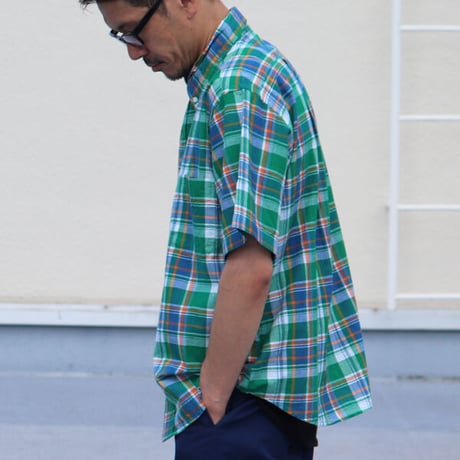 【RE PRICE/価格改定】[INS1041] THE BAGGY ボタンダウンマドラスチェック半袖シャツ