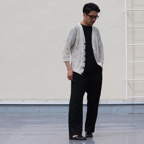 【RE PRICE / 価格改定】[AUD2566] Upscape Audience 麻混クレープニット7分袖カーディガン