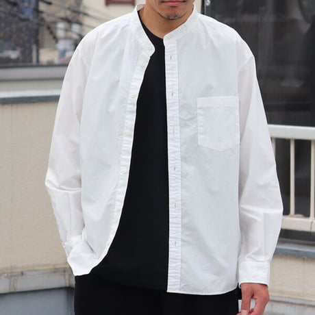 ワンウォッシュ バンドカラー L/S テーパードシャツ【MADE IN JAPAN】『日本製』/ Upscape Audience [AUD6439]