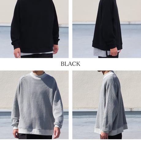 ビッグワッフル サドルショルダー モックネック XL ニットソー【MADE IN JAPAN】『日本製』 / Upscape Audience [AUD6486]