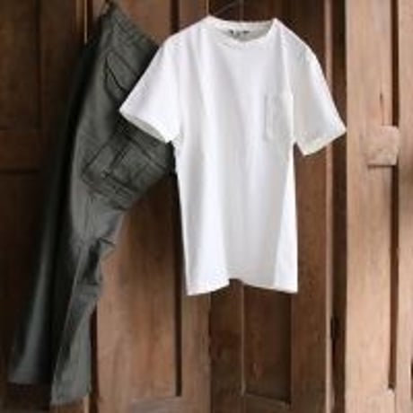 【RE PRICE / 価格改定】[AUD1857]吊り編み天竺オーバーラップクルーネックグラスポケ付半袖_TEE【MADE IN JAPAN】『日本製』 / Upscape Audience