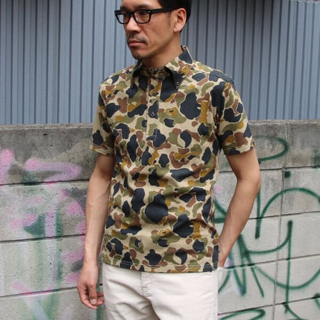 【RE PRICE/価格改定】[AUD1572] Upscape Audience ダックカモプリント天竺ボタンダウンカラーポロシャツ