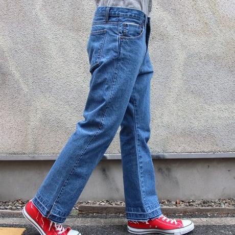 赤耳（セルヴィッチ）デニムセンタープレス裾リペアアンクルパンツ [AUD3408]