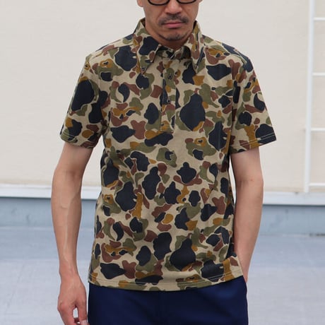 【RE PRICE/価格改定】[AUD1572] Upscape Audience ダックカモプリント天竺ボタンダウンカラーポロシャツ