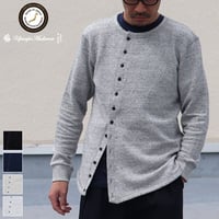 【RE PRICE/価格改定】[AUD2657] Upscape Audience ソフトエアー裏毛12ボタン斜めクルーネックカーディガン