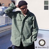 グリストーンW ヨコムラバックサテン ファティーグ長袖 ボクシーシャツ【MADE IN JAPAN】『日本製』/ Upscape Audience [AUD6272]
