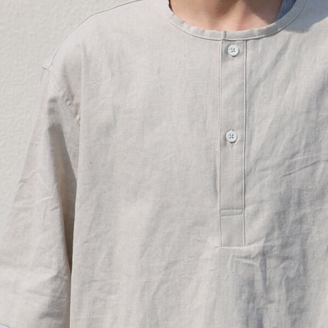 綿麻ビンテージソフトキャンバス スリーピング ハーフスリーブ シャツ【MADE IN JAPAN】『日本製』/ Upscape Audience [AUD6518]