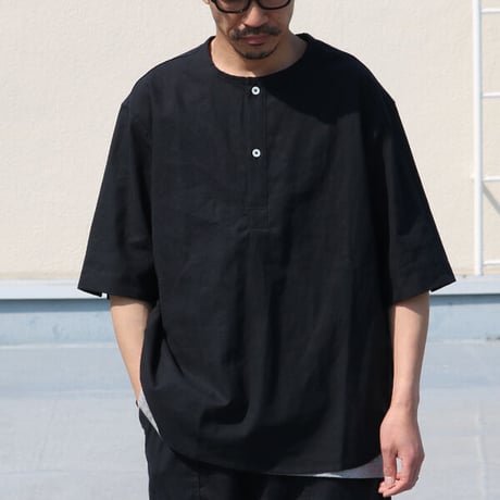 綿麻ビンテージソフトキャンバス スリーピング ハーフスリーブ シャツ【MADE IN JAPAN】『日本製』/ Upscape Audience [AUD6518]