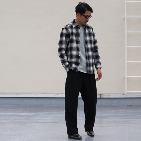 【RE PRICE/価格改定】[AUD1718] Upscape Audience コットンフランネルチェック ワイドスプレッドボタンダウン長袖シャツ