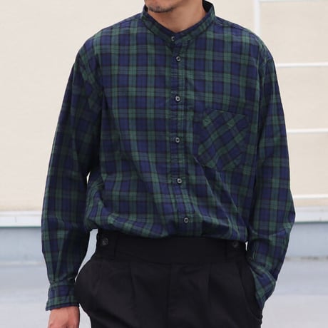 ワンウォッシュ バンドカラー L/S テーパードシャツ【MADE IN JAPAN】『日本製』/ Upscape Audience [AUD6439]