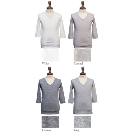 【RE PRICE/価格改定】[AUD1237] Upscape Audience ガラガラ紡Vネック7分袖カットソー