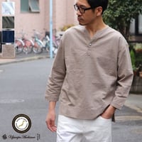 ソフトリネンコットンキャンバス C/N スキッパーコンチョ釦 9/Sシャツ【MADE IN JAPAN】『日本製』/ Upscape Audience [AUD6085]