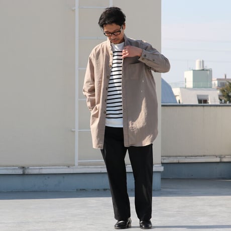 綿麻ビンテージソフトキャンバス Aライン ローマシャツコート【MADE IN JAPAN】『日本製』/ Upscape Audience [AUD7133]