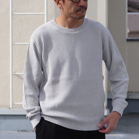 【RE PRICE/価格改定】[AUD1627] Upscape Audience フランスリネン鹿の子クルーネック長袖ニット