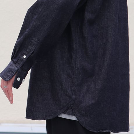 6オンス デニム 釦ダウン ボクシーAライン 長袖シャツ【MADE IN JAPAN】/ Upscape Audience[AUD6391]