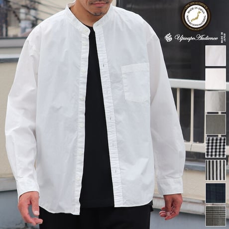 ワンウォッシュ バンドカラー L/S テーパードシャツ【MADE IN JAPAN】『日本製』/ Upscape Audience [AUD6439]