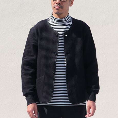 【RE PRICE / 価格改定】[AUD1750] Upscape Audience 高密度シルケットボーダーモックネック長袖Tシャツ