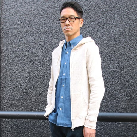 [AUD2548] Upscape Audience ヴィスコース粗挽TOP裏毛フード長袖ジップパーカー