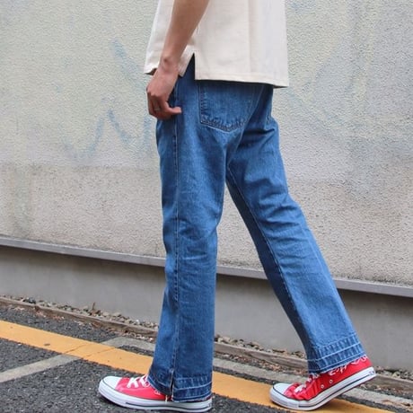 赤耳（セルヴィッチ）デニムセンタープレス裾リペアアンクルパンツ [AUD3408]