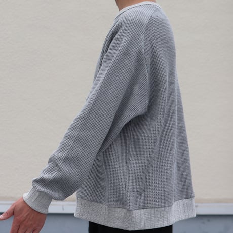 ビッグワッフル サドルショルダー ガゼットクルーネック XL ニットソー【MADE IN JAPAN】『日本製』 / Upscape Audience [AUD6485]