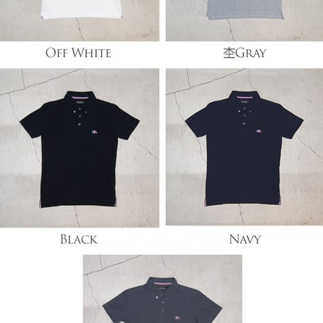 【RE PRICE/価格改定】[AUD1500] Upscape Audience 鹿の子3色ゾウ刺繍ワンポイントボタンダウンカラー半袖ポロシャツ