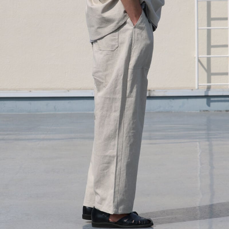 綿麻ビンテージソフトキャンバス ベイカー ワイドイージーパンツ【MADE