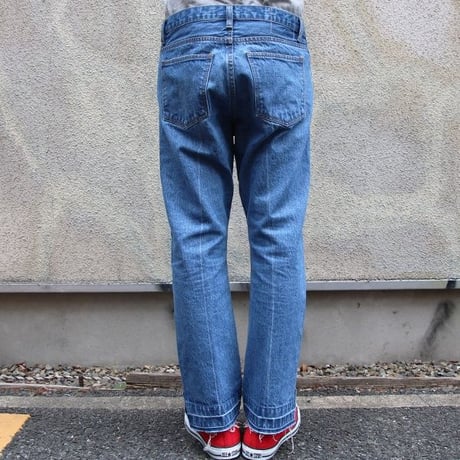 赤耳（セルヴィッチ）デニムセンタープレス裾リペアアンクルパンツ [AUD3408]