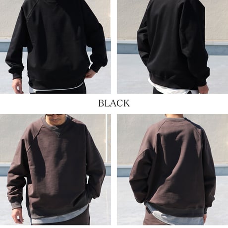 「尾州」16オンス ハードコンパクト ヘビー裏毛 ラグラン XL ガゼットクルーネック スウェット【MADE IN JAPAN】 / Upscape Audience [AUD6309]