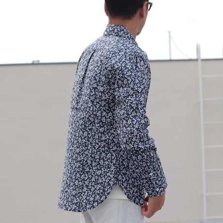 【RE PRICE/価格改定】[AUD1544] Upscape Audience 小花柄リネンワイドスプレッドカラーボタンダウン長袖シャツ