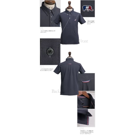 【RE PRICE/価格改定】[AUD1500] Upscape Audience 鹿の子3色ゾウ刺繍ワンポイントボタンダウンカラー半袖ポロシャツ