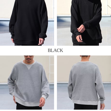 ビッグワッフル サドルショルダー ガゼットクルーネック XL ニットソー【MADE IN JAPAN】『日本製』 / Upscape Audience [AUD6485]