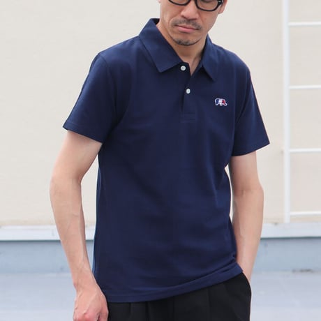 【RE PRICE/価格改定】[AUD1501] Upscape Audience 鹿の子3色ゾウ刺繍ワンポイントレギュラーカラー半袖ポロシャツ