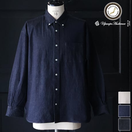 「備後」 8オンス ムラデニム 釦ダウン ボク シーAライン 長袖シャツ【MADE IN JAPAN】『日本製』/ Upscape Audience [AUD6663]