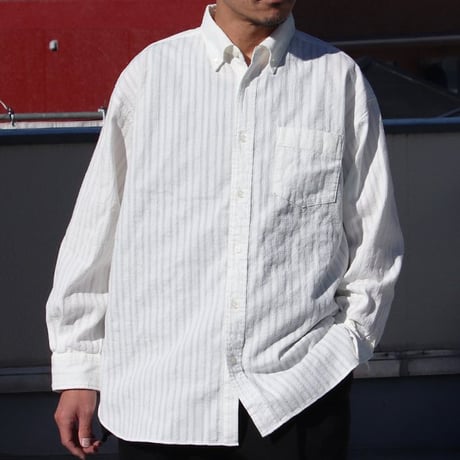 レノクロス（からみ織）ボタンダウン ボクシーAライン 長袖シャツ【MADE IN JAPAN】『日本製』/ Upscape Audience [AUD6503]