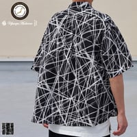 「丹後」レーヨンライク ピーチファイユ ネオン&リーフパターン レギュラーカラー ハーフスリーブシャツ/ Upscape Audience [AUD6508]