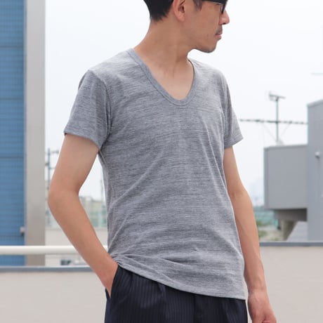【RE PRICE/価格改定】[AUD1141]Upscape Audience ガラガラ紡 Uネック半袖Tシャツ