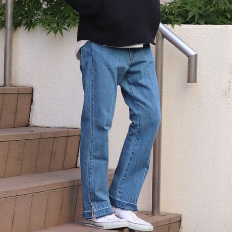赤耳（セルヴィッチ）デニムセンタープレス裾リペアアンクルパンツ [AUD3408]