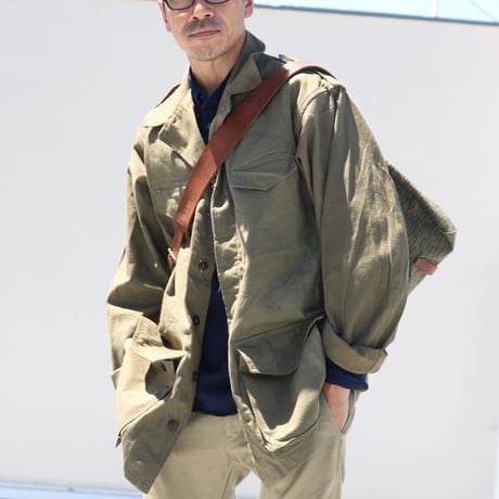 [AUD5057] Upscape Audience / VASCO デッドストックレインカモテント生地×Leather Fishing Shoulder Bag