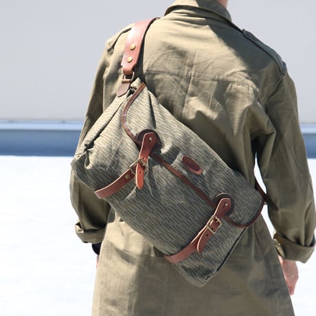 [AUD5057] Upscape Audience / VASCO デッドストックレインカモテント生地×Leather Fishing Shoulder Bag