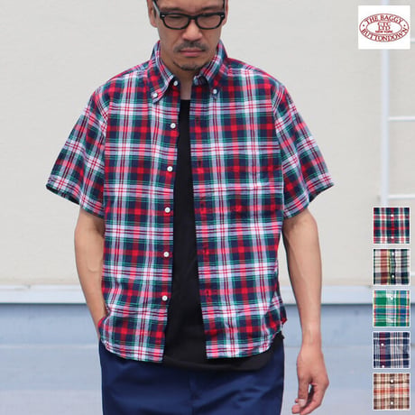 【RE PRICE/価格改定】[INS1041] THE BAGGY ボタンダウンマドラスチェック半袖シャツ