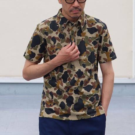 【RE PRICE/価格改定】[AUD1572] Upscape Audience ダックカモプリント天竺ボタンダウンカラーポロシャツ