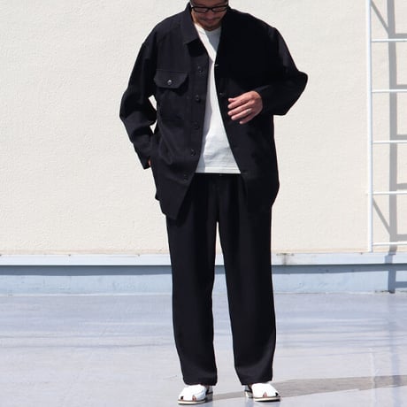 LANATEC® (ラナテック) LEI ( レイ) ポリエステル ウールライク カルゼ サファリシャツコート【MADE IN JAPAN】/ Upscape Audience [AUD7167]