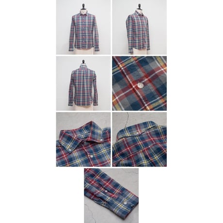 【RE PRICE/価格改定】[AUD1718] Upscape Audience コットンフランネルチェック ワイドスプレッドボタンダウン長袖シャツ