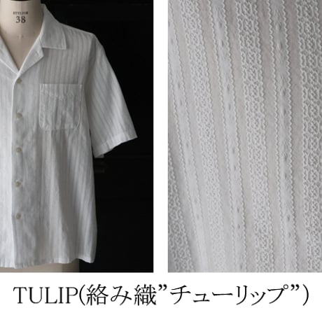 レノクロス（からみ織）オープンカラー ハーフスリーブシャツ[AUD6638]