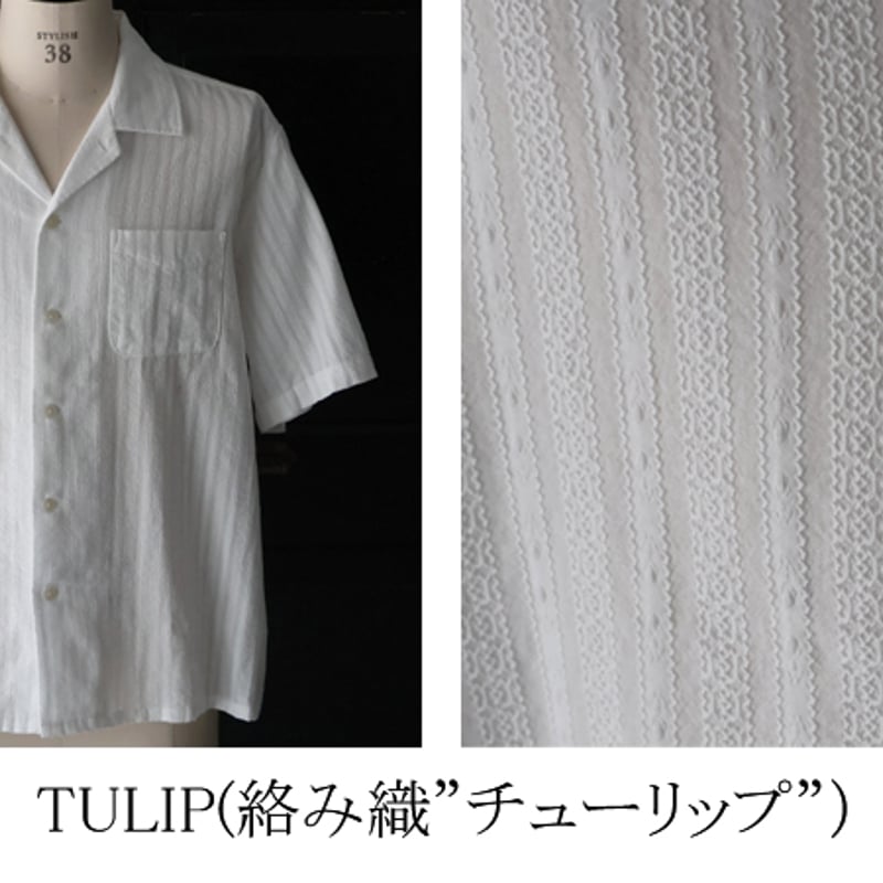 レノクロス（からみ織）オープンカラー ハーフスリーブシャツ[AUD6638