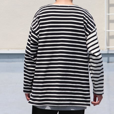 Basque10オンス（バスク天竺）フレンチボーダー ボートネック BOX Tee/ Upscape Audience[AUD6256]