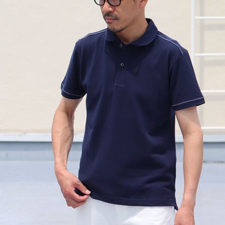 【RE PRICE / 価格改定】[AUD1427] Upscape Audience リサイカラー鹿の子ショールカラー半袖ポロシャツ