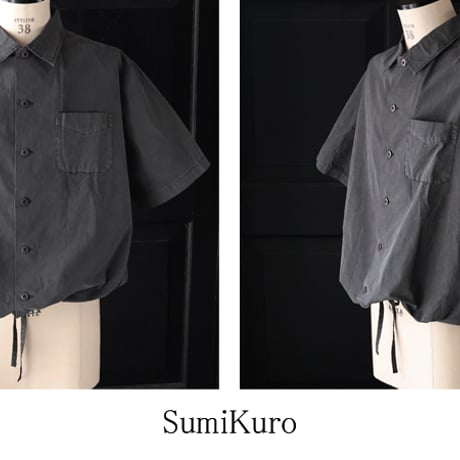 ピグメント 馬布 (ホースクロス) ドローコード バルーン オープンカラー ハーフスリーブシャツ / Audience /AUD6630