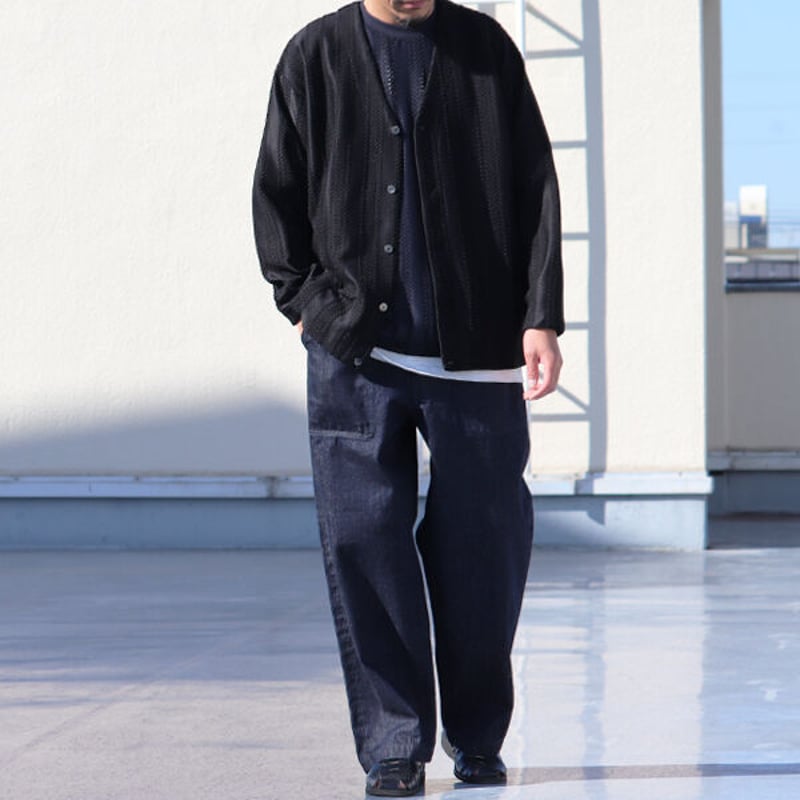 備後」13.75oz 横ベージュ セルヴィッチ 青耳デニム ベイカーパンツ