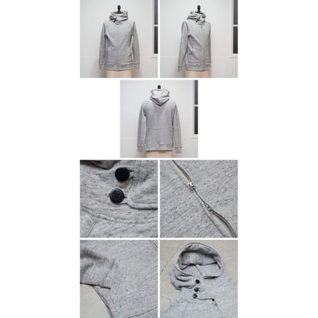 [AUD2655] Upscape Audience ソフトエアー裏毛3ボタンフードZIPパーカー